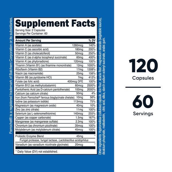 Мультивітаміни з пробіотиками, Multivitamin, Probiotics + 22 вітаміни та мінерали, Nutricost, 120 капсул