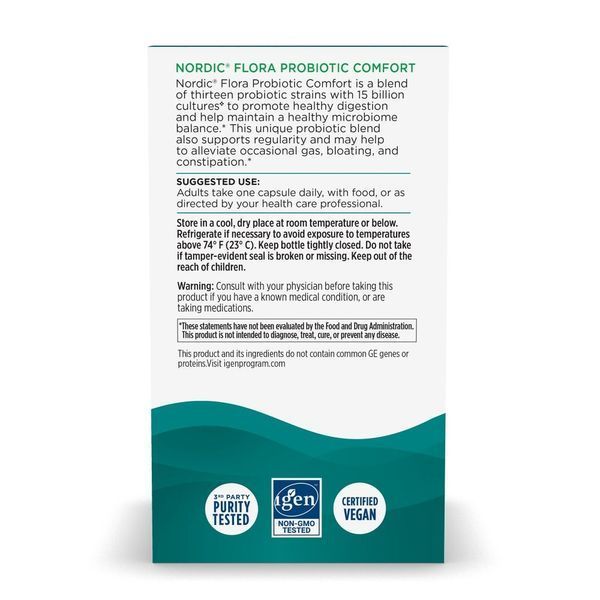 Пробіотики, 15 млрд КУО, Nordic Flora Probiotic, Comfort, Nordic Naturals, 30 капсул