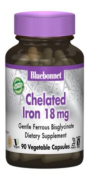 Хелатне Залiзо 18мг, Albion, Bluebonnet Nutrition, 90 гелевих капсул