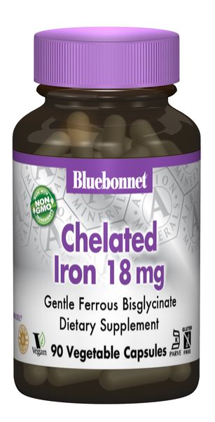 Хелатне Залiзо 18мг, Albion, Bluebonnet Nutrition, 90 гелевих капсул