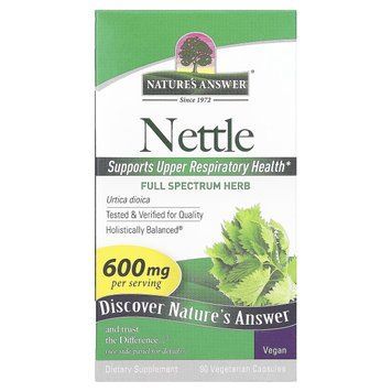 Крапива, 600 мг, Nettle, Nature's Answer, 90 вегетарианских капсул
