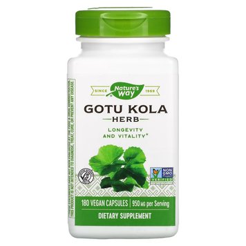 Готу Кола, Gotu Kola Herb, 950 mg, Nature's Way, 180 Капсул