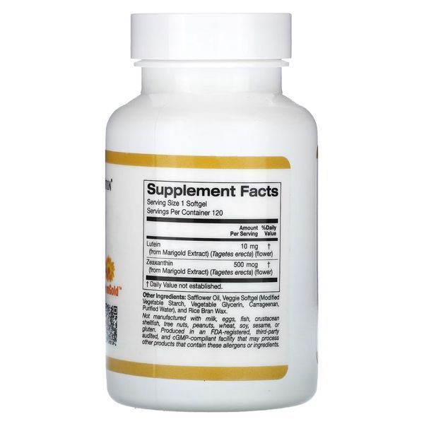 Лютеїн із зеаксантином, 10 мг, Lutein with Zeaxanthin, California Gold Nutrition, 120 вегетаріанських капсул