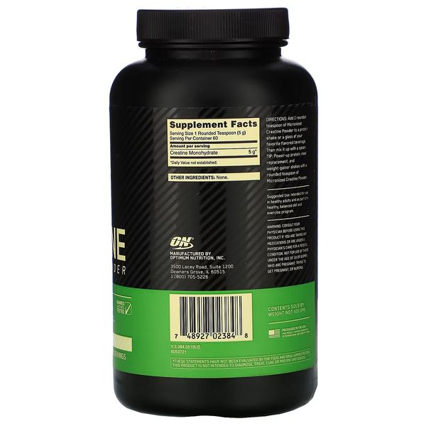 Креатин Мікронізований порошок, Micronized Creatine Powder, Optimum Nutrition, 300 гр