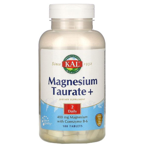 Таурат Магнію 400 мг, Magnesium Taurate +, KAL, 180 Таблеток