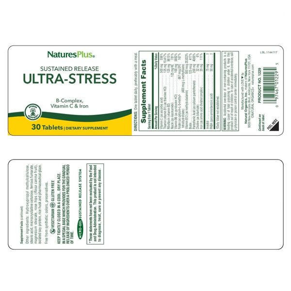 Комплекс для Подолання Стресу з Залізом, Ultra Stress, Natures Plus, 30 таблеток