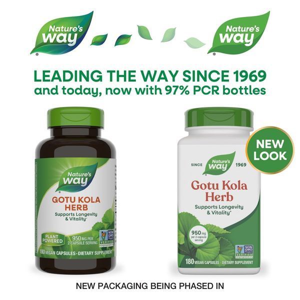 Готу Кола, Gotu Kola Herb, 950 mg, Nature's Way, 180 Капсул