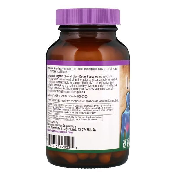 Комплекс для Детоксикації Печінки, Liver Detox, Targeted Choice, Bluebonnet Nutrition, 60 вегетаріанських капсул