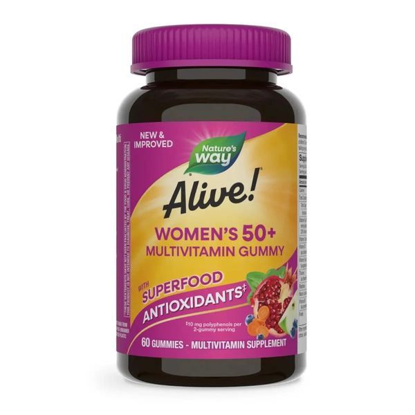Мультивитамины для женщин 50+, вкус ягод, Alive! Women's 50+ Multivitamin Gummy, Nature's Way, 60 жевательных конфет
