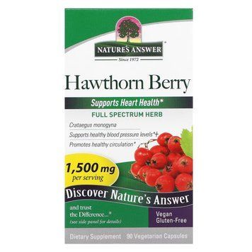 Боярышник, 1500 мг, Hawthorn Berry, Nature's Answer, 90 вегетарианских капсул
