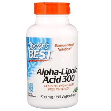 Альфа-ліпоєва кислота, 300 мг, Alpha-Lipoic Acid, Doctor's Best, 180 капсул