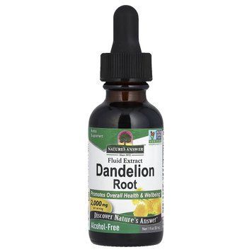 Одуванчик, экстракт корня без спирта, 2000 мг, Fluid Extract, Dandelion Root, Alcohol Free, Nature's Answer, 30 мл