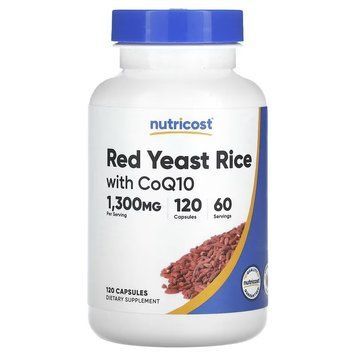 Червоний дріжджовий рис з коензимом Q10, Red Yeast Rice With CoQ10, Nutricost, 120 капсул