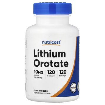 Літій оротат, 10 мг, Lithium Orotate, Nutricost, 120 капсул