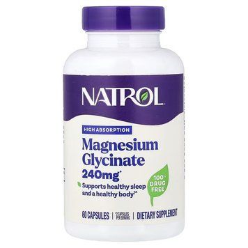 Магній гліцинат високої абсорбції, 240 мг, Magnesium Glycinate, Natrol, 60 капсул