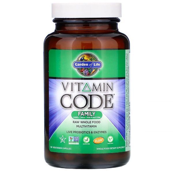 Мультивитамины для семьи, Vitamin Code, Family Multivitamin, Garden of Life, 120 вегетарианских капсул