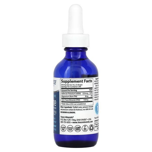 Йод іонний у краплях, 225 мкг, Ionic Iodine, Trace Minerals, 59 мл