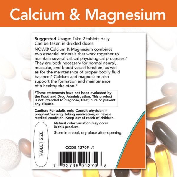 Кальцій і Магній, Calcium & Magnesium 2: 1 Ratio, Now Foods, 100 таблеток