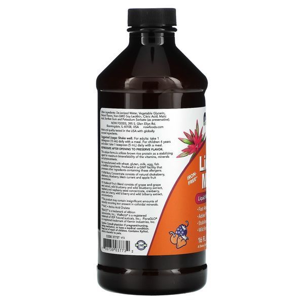 Рідкі мультивітаміни та мінерали, смак лісових ягід, Liquid Multi, Now Foods, 473 мл