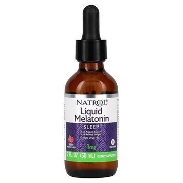 Мелатонін у краплях, 1 мг, смак ягід, Liquid Melatonin, Natrol, 60 мл