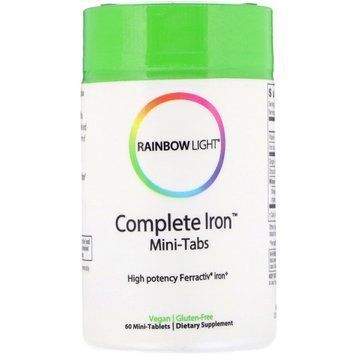 Железо Хелатное, Complete Iron, Rainbow Light, 60 мини таблеток