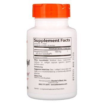 Фосфатидилсерин, Phosphatidylserine with SerinAid, Doctor's Best, 100 мг, 60 желатинових капсул