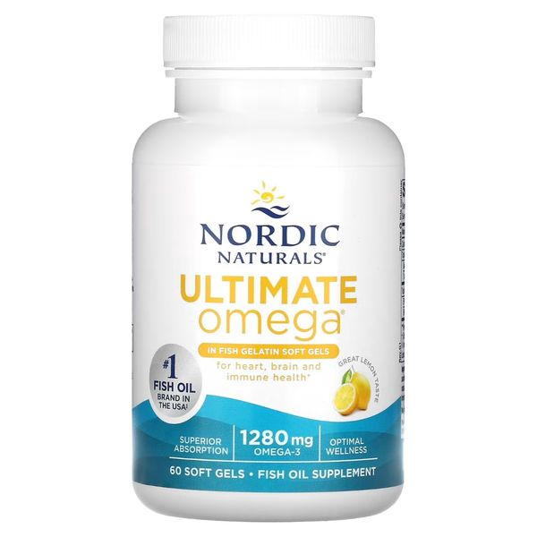 Риб'ячий Жир, Смак Лимона, Nordic Naturals, Ultimate Omega, 1000 мг, 60 м'яких капсул