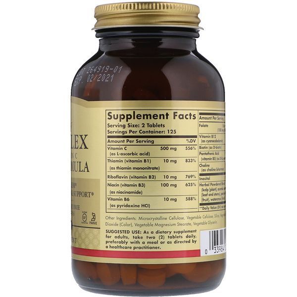 Стресс Формула, В-Комплекс+Витамин С, B-Complex with Vitamin С, Solgar, 250 таблеток