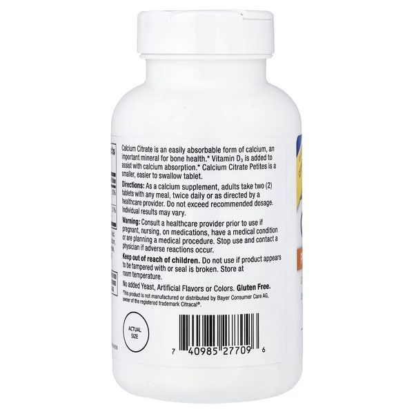 Кальцій цитрат та вітамін D3, Calcium Citrate Petites + D3, 21st Century, 200 таблеток в оболонці