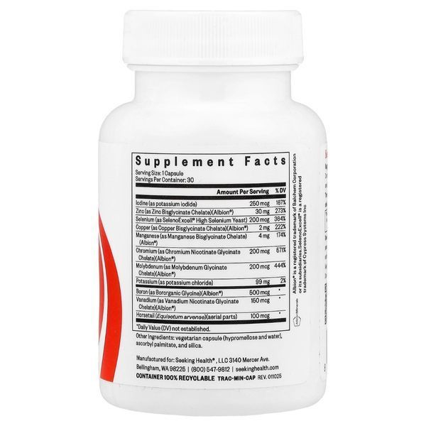Комплекс мікроелементів без заліза, Trace Minerals Complex, Iron Free, Seeking Health, 30 вегетаріанських капсул