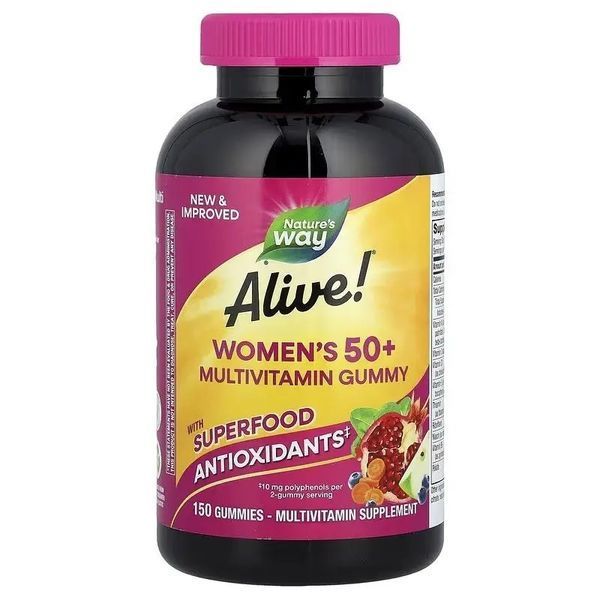 Мультивітаміни для жінок 50+, смак ягід, Alive! Women's 50+ Multivitamin Gummy, Nature's Way, 150 жувальних цукерок