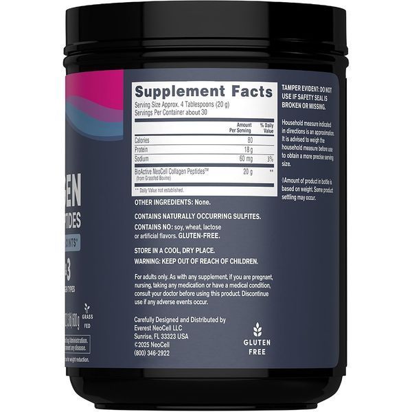 Пептиди Супер колагену, 20 гр, Тип 1&3, Super Collagen Peptides, NeoCell, 600 гр