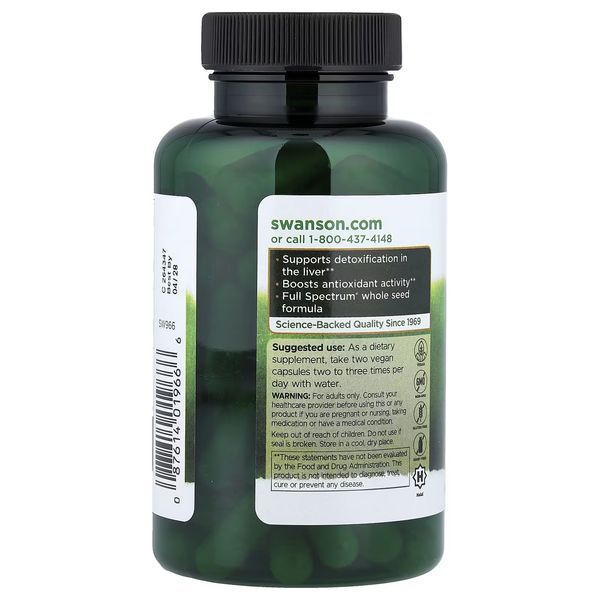 Розторопша, 500 мг, Full Spectrum Milk Thistle, Swanson, 100 веганських капсул