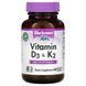 Вітаміни D3 і K2, Vitamins D3 & K2, Bluebonnet Nutrition, 60 вегетаріанських капсул