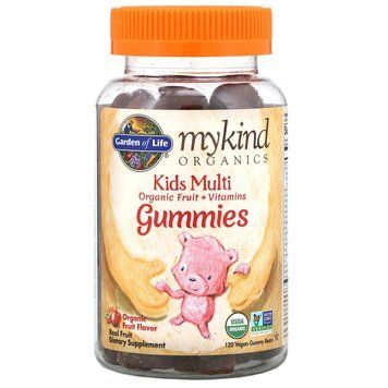 Мультивитамины для детей, фруктовый вкус, Kids Multi, MyKind Organics, Garden of Life, 120 веганских мармеладных мишек