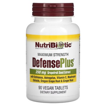 Максимальний захист з екстрактом насіння грейпфрута, DefensePlus, Maximum Strength, NutriBiotic, 90 таблеток