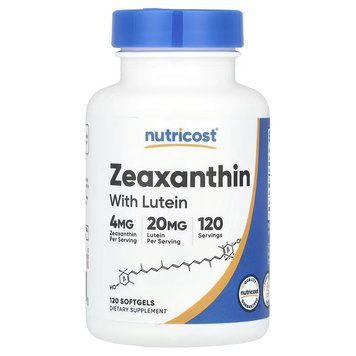 Зеаксантин з лютеїном, Zeaxanthin with Lutein, Nutricost, 120 гелевих капсул