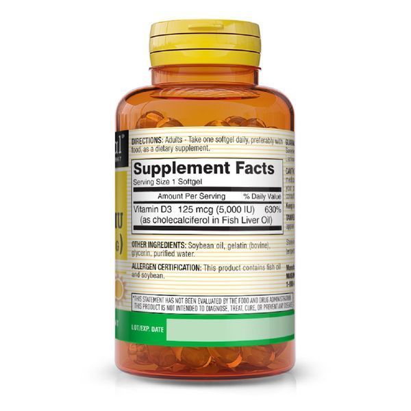 Вітамін D3 5000 МО, Vitamin D3, Mason Natural, 50 гелевих капсул