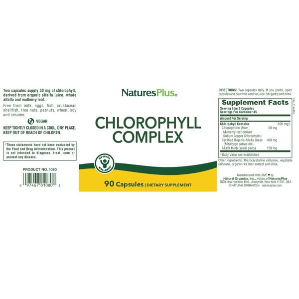 Комплекс хлорофілу, Chlorophyll Complex, Natures Plus, 90 капсул