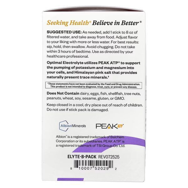 Електроліти, смак ягід, Optimal Electrolyte, Seeking Health, 30 стиків