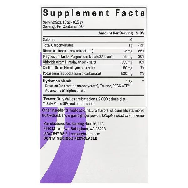Електроліти, смак ягід, Optimal Electrolyte, Seeking Health, 30 стиків