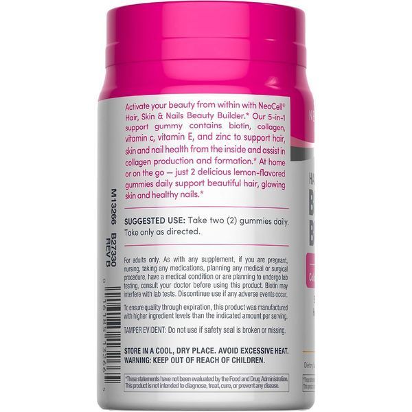 Комплекс краси з Колагеном, Вітаміном C та Біотином, смак лимона, Hair, Skin & Nails Beauty Builder, NeoCell, 60 жувальних цукерок