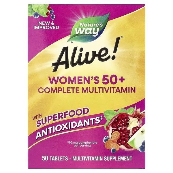 Мультивітаміни повного комплексу для жінок 50+, Alive! Women's 50+ Complete Multivitamin, Nature's Way, 50 таблеток