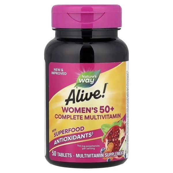 Мультивітаміни повного комплексу для жінок 50+, Alive! Women's 50+ Complete Multivitamin, Nature's Way, 50 таблеток