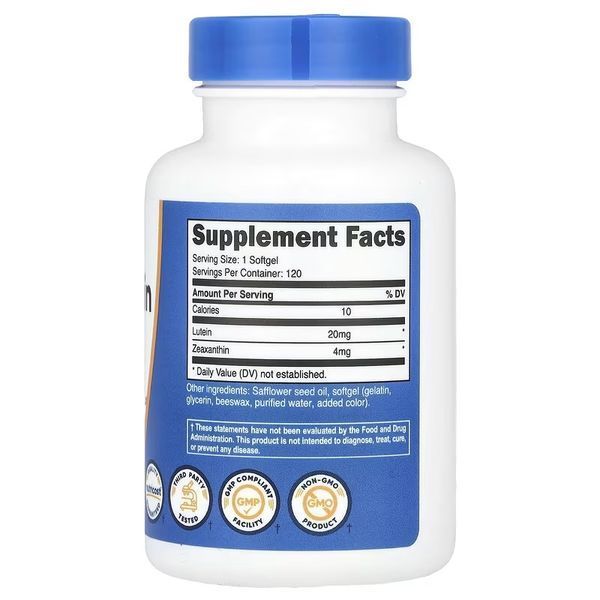 Зеаксантин з лютеїном, Zeaxanthin with Lutein, Nutricost, 120 гелевих капсул