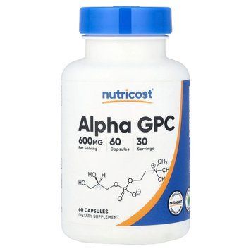 Альфа-гліцерилфосфорилхолін, 600 мг, Alpha GPC, Nutricost, 60 капсул