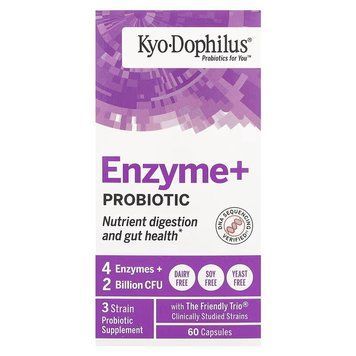 Пробіотик з ферментами, Kyo Dophilus, Enzyme+Probiotic, Kyolic, 60 капсул