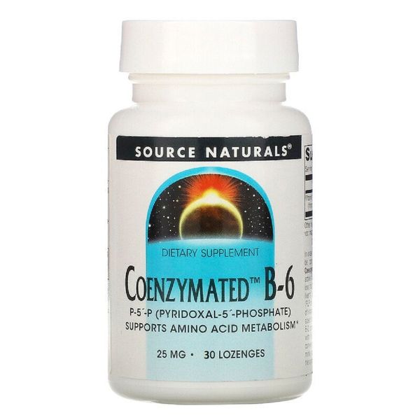 Коензим Вітаміну B6, 25 мг, Coenzymated™ Vitamin B6, Source Naturals, 30 таблеток для розсмоктування