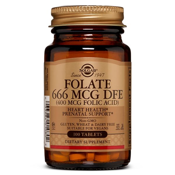 Фолієва Кислота (В9), Folic Acid, 400 мкг, Solgar, 100 таблеток