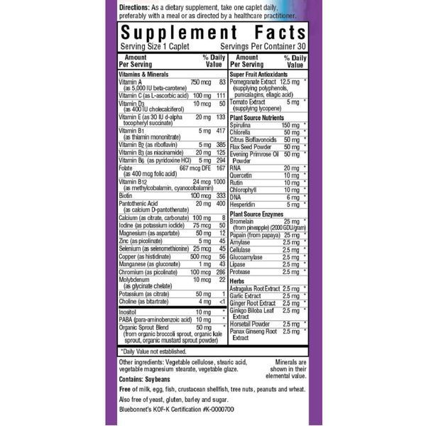 Мультивитамины без железа, Single Daily, Bluebonnet Nutrition, 30 капсул